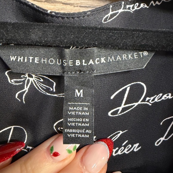 White House Black Market Black Script Blouse AS IS - Picture 4 of 9